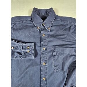 Eddie Bauer Mens Navy Blue 100% Cotton Long Sleeve Button Down Shirt Small 5876